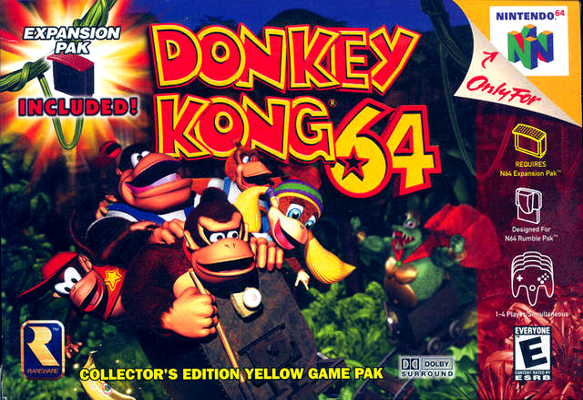 Front cover for Donkey Kong 64 for the Nintendo 64.