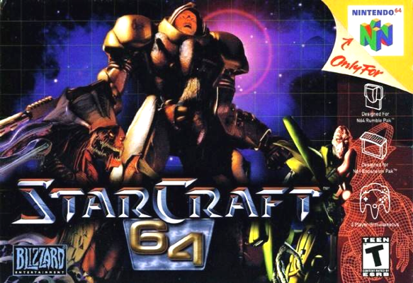 Front cover for Starcraft 64 for the Nintendo 64.