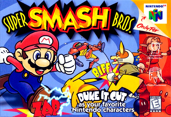 Front cover for Super Smash Bros. for the Nintendo 64.