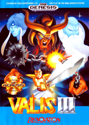 Front cover for Valis III for the Sega Genesis.