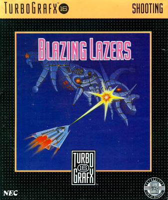 Front cover for Blazing Lazers on the Turbografx-16.