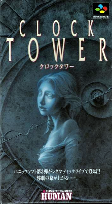 Front cover for Clock Tower for the Super Famicom.
