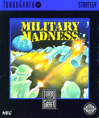 Front cover for Military Madness for the Turbografx-16.