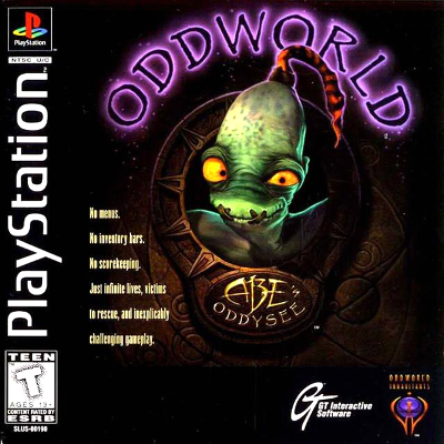 Front cover for Oddworld: Abe's Odyssey for the Sony PlayStation.