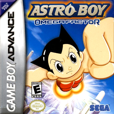 Front cover for Astro Boy: Omega Factor for the Game Boy Advance.`