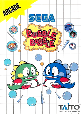 Front cover for Bubble Bobble on the Sega Master System.