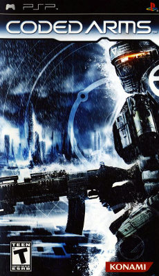 Front cover for Coded Arms for the Sony PSP.