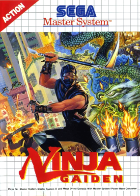Front cover for Ninja Gaiden on the Sega Master System.