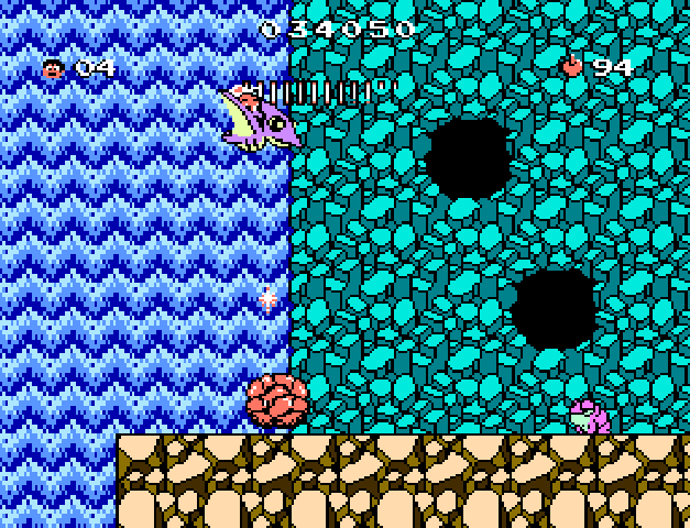 Flying through a waterfall based level on the back of a Pterodactyl.