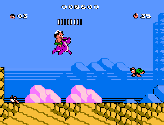 An underwater scene with the aquatic dinosaur power-up.