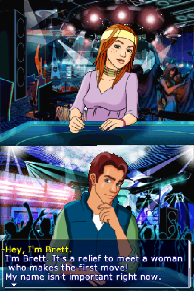 A dialogue selection screen occurring while the main character speaks with a red headed woman.