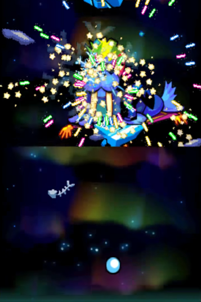 Exploding fireworks while fighting against a walrus with a mohawk.