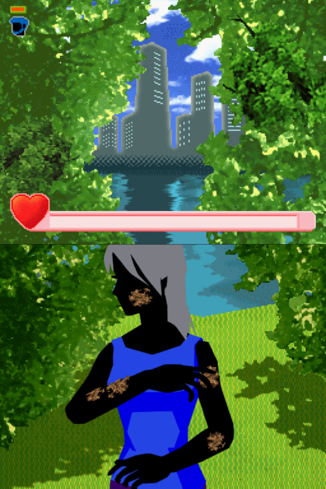 A mini-game in the park wherein the player must remove dirt from the girl.