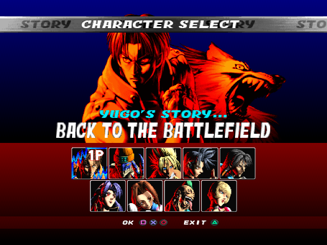 The character select screen during the story mode.