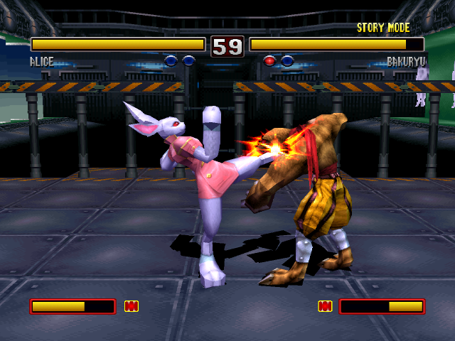 Alice and Bakuryu battle in their transformed states.