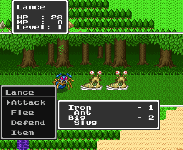 An early battle in Dragon Quest II.