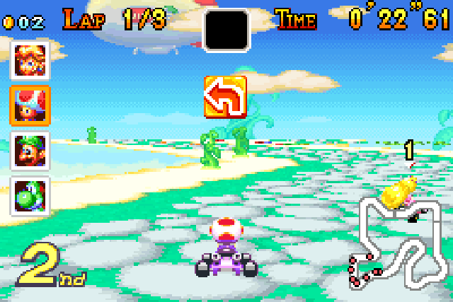 Toad makes a turn on the sky garden level.