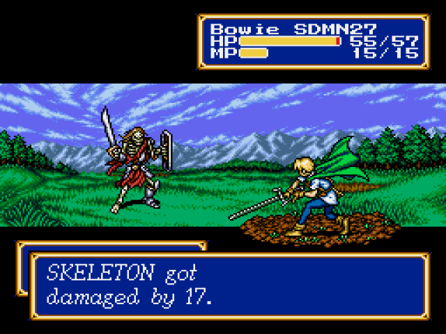 The main character attacks an enemy in an early battle.