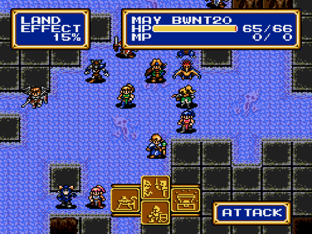 A typical battleground displaying all enemies as well as the player's units.