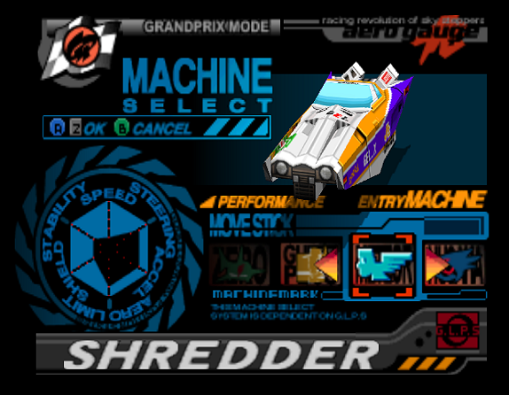 The machine select interface before a match.