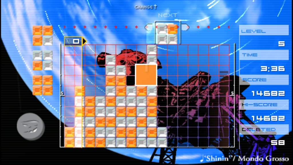 An early puzzle skin in single player mode.