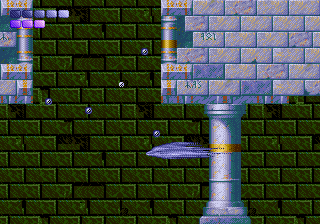 THe main character dashes forward in an underwater palace structure.