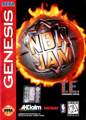 Front cover for NBA Jam: Tournament Edition for the Sega Genesis.