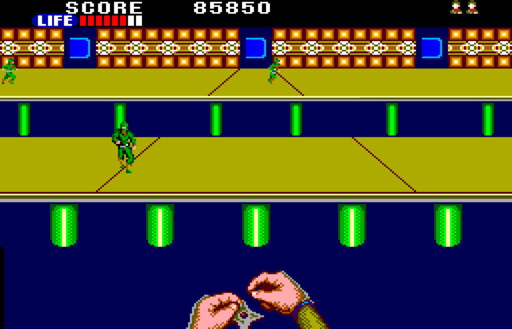 Shuriken toss mini-game in Shinobi.