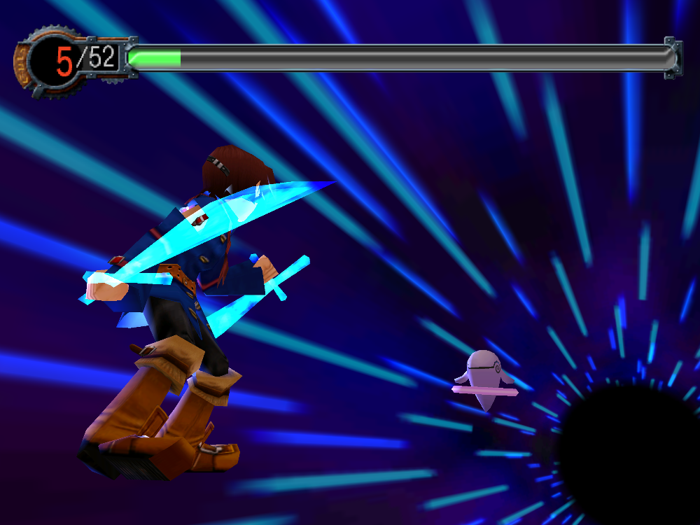A character performs a special skill during battle.