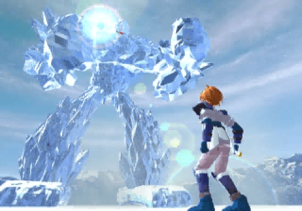 Julian faces off against an ice golem in the opening FMV sequence.