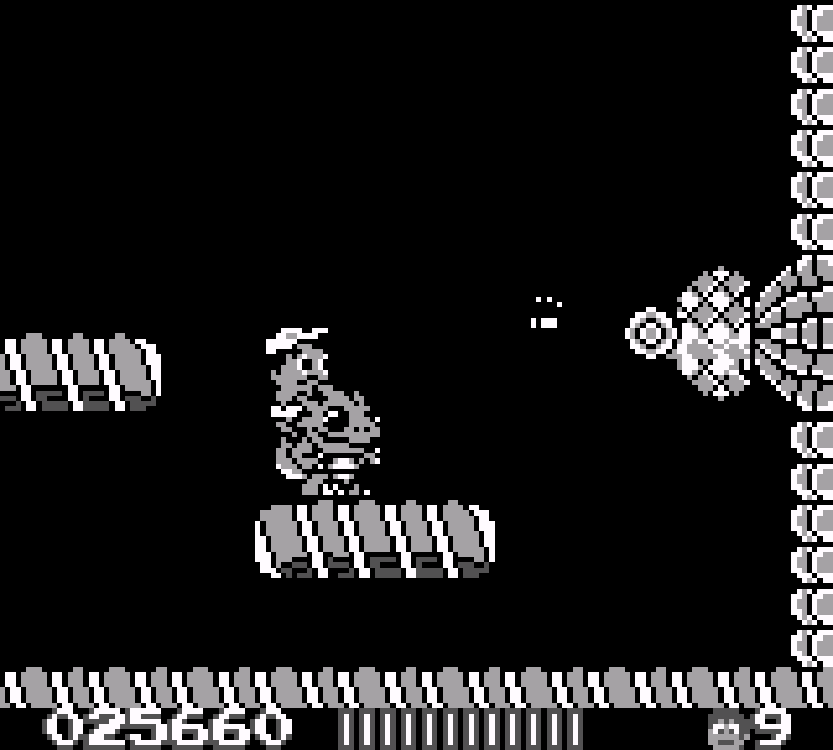 Fighting a boss while riding the dark colored dinosaur.