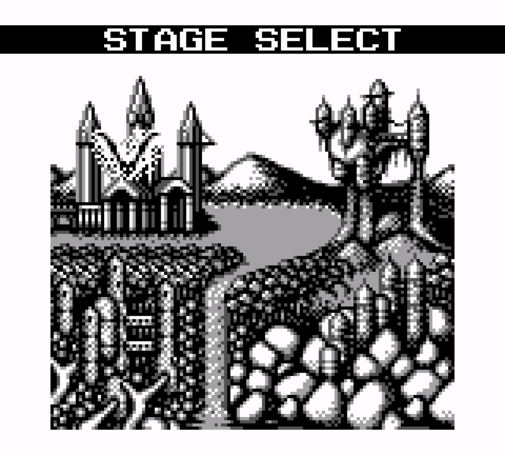 The level select screen in Casltevania II: Belmont's Revenge.