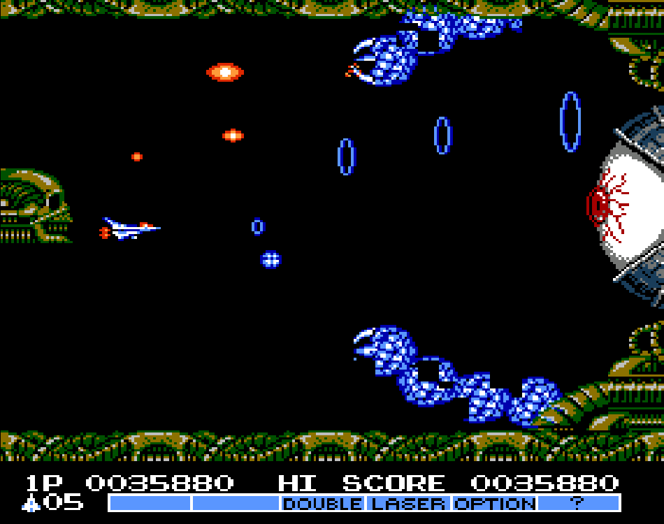 The player faces off against a giant eyeball boss.