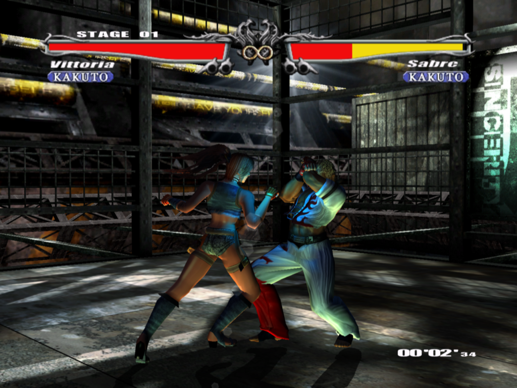 The enemy blocks a punch from a female fighter.