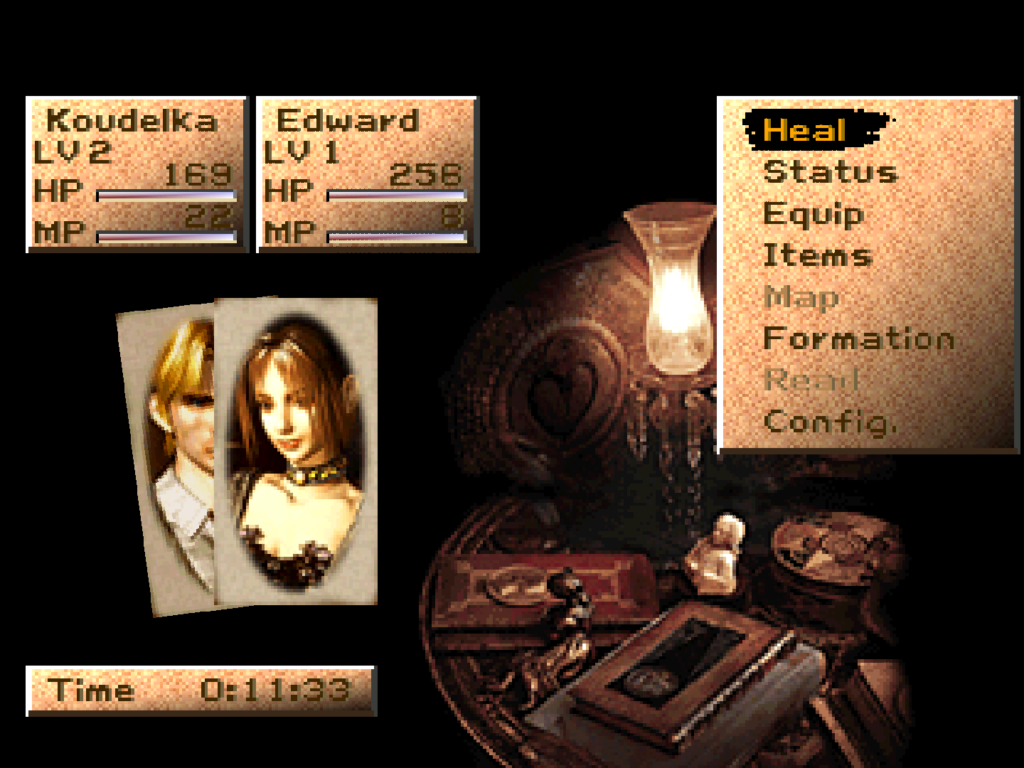 The menu in Koudelka.