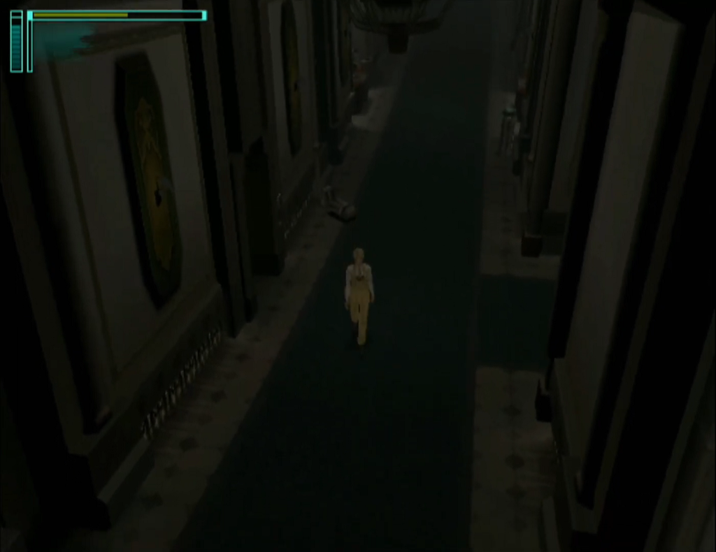 Rio navigates a hallway on the space station.
