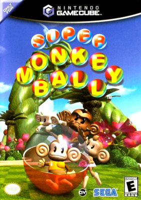 Front cover for Super Monkey Ball on the Nintendo Gamecube.