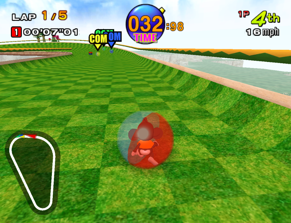 A racing competition in one of the mini-games in Super Monkey Ball.