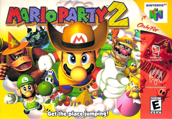 Front cover for Mario Party 2 on the Nintendo 64.