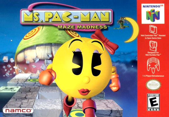 Front cover for Ms. Pac-Man Maze Madness on the Nintendo 64.