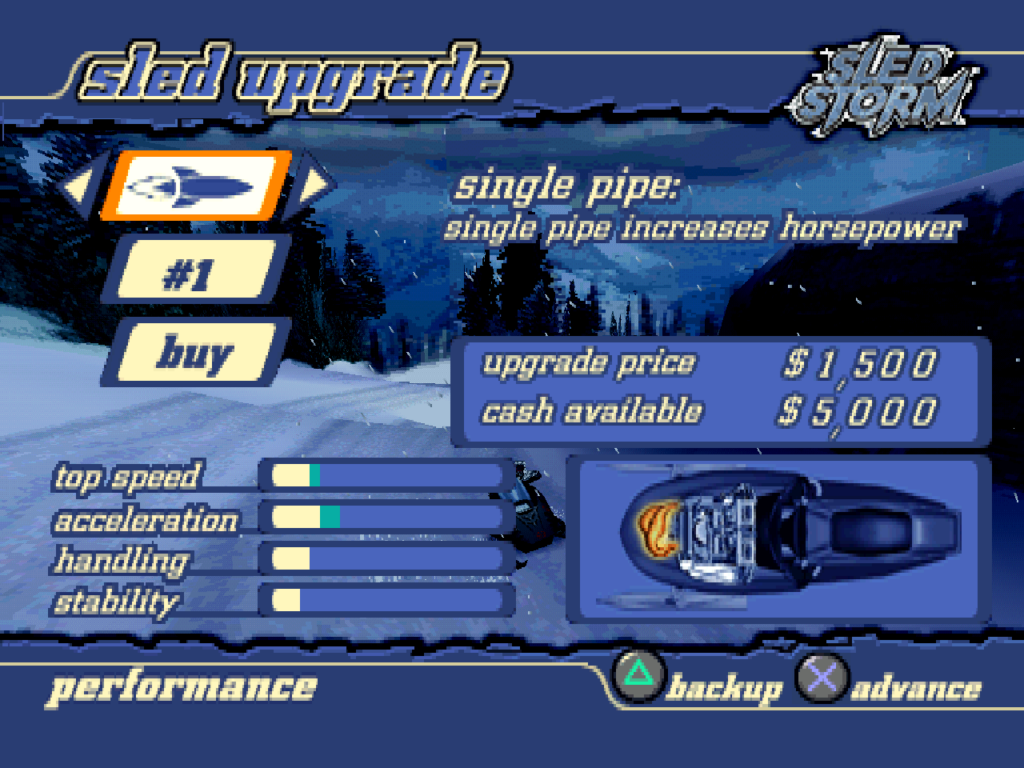 The player customizes their sled in the game.