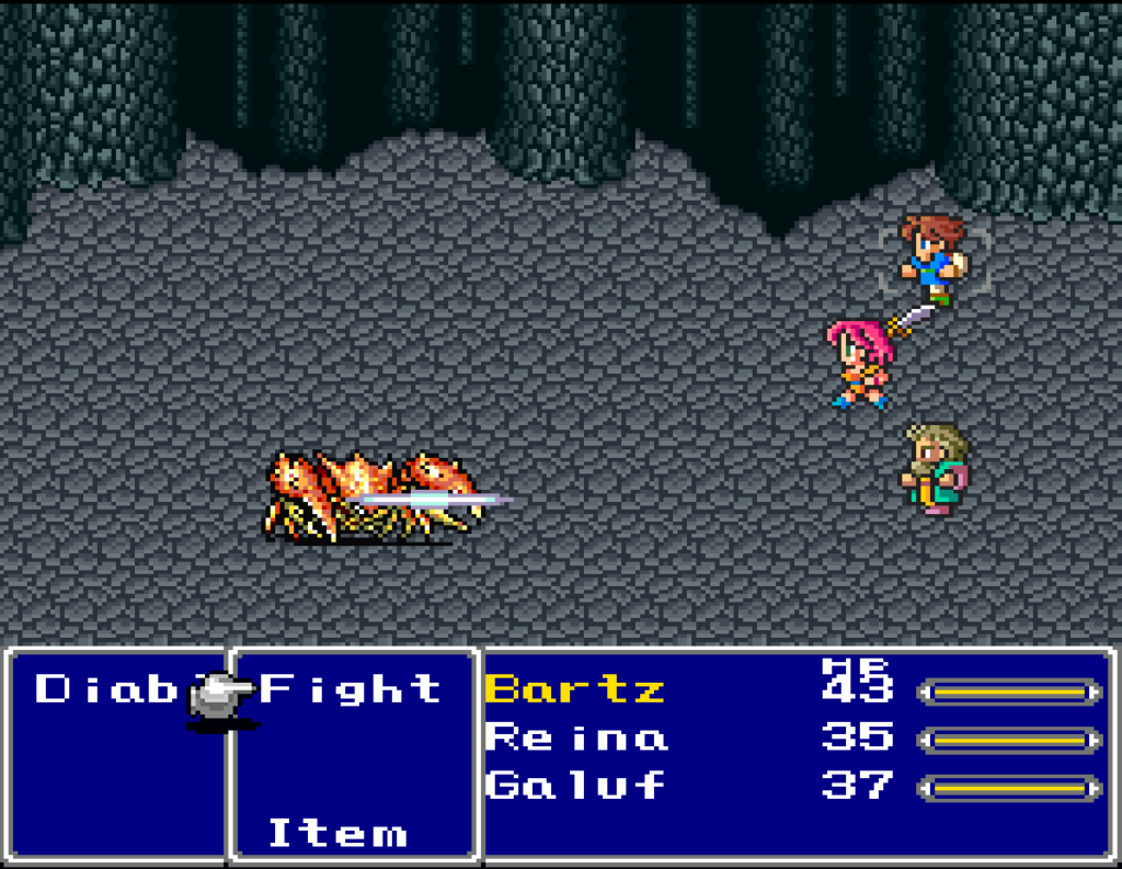 A battle scene in Final Fantasy V.