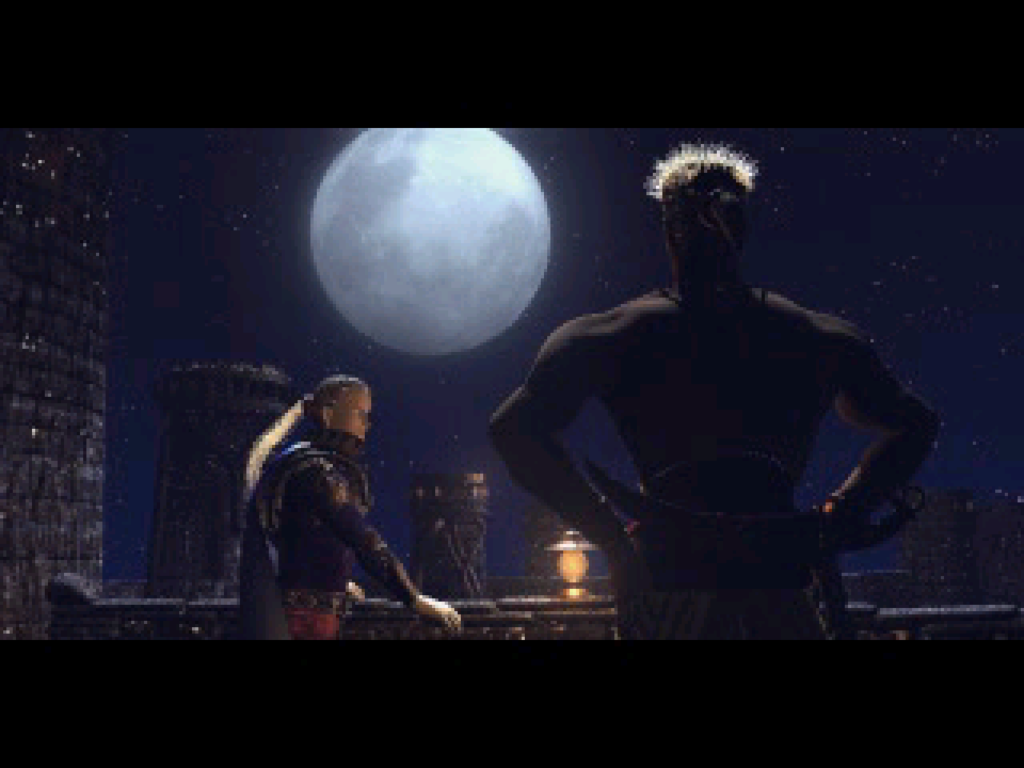 A night time scene in the opening FMV sequence in Final Fantasy VI.