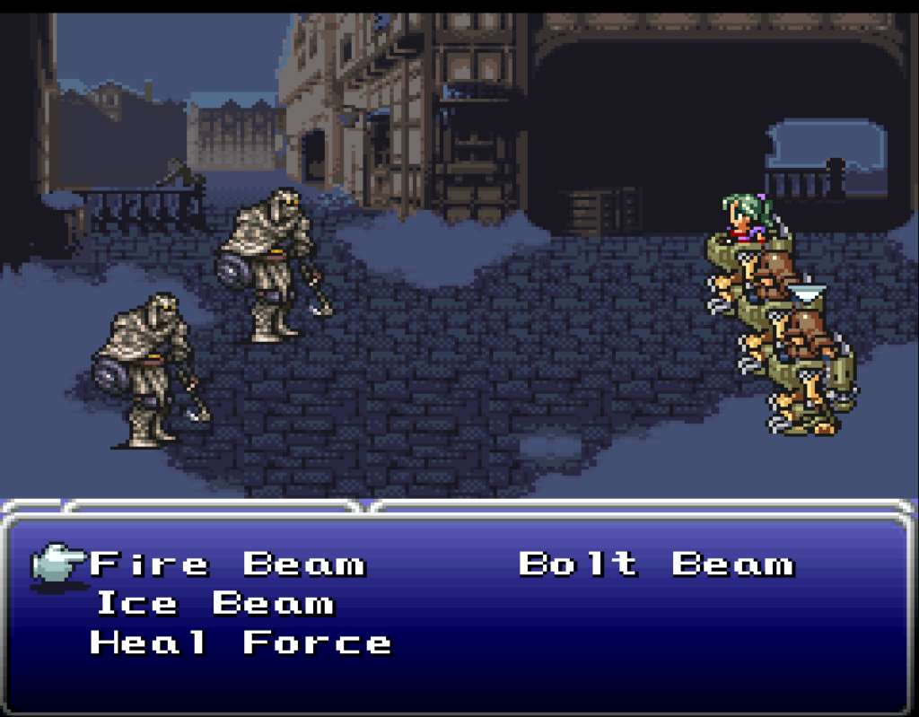 An early battle in Final Fantasy VI.