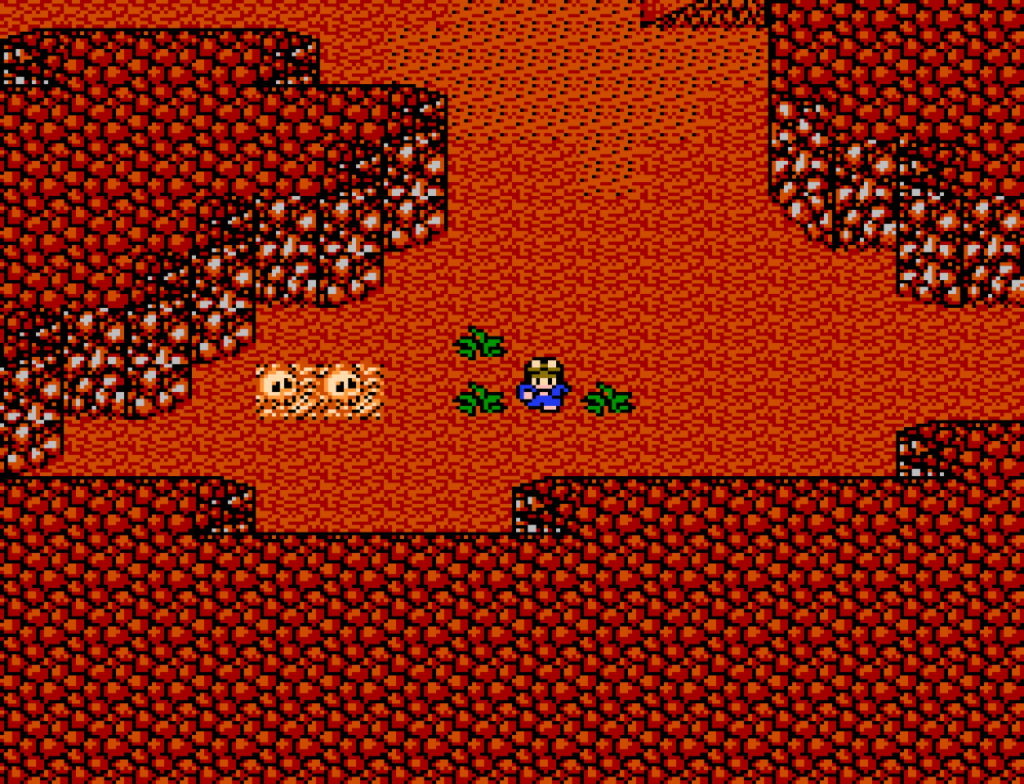 The player explores an early cave in Metal Max.