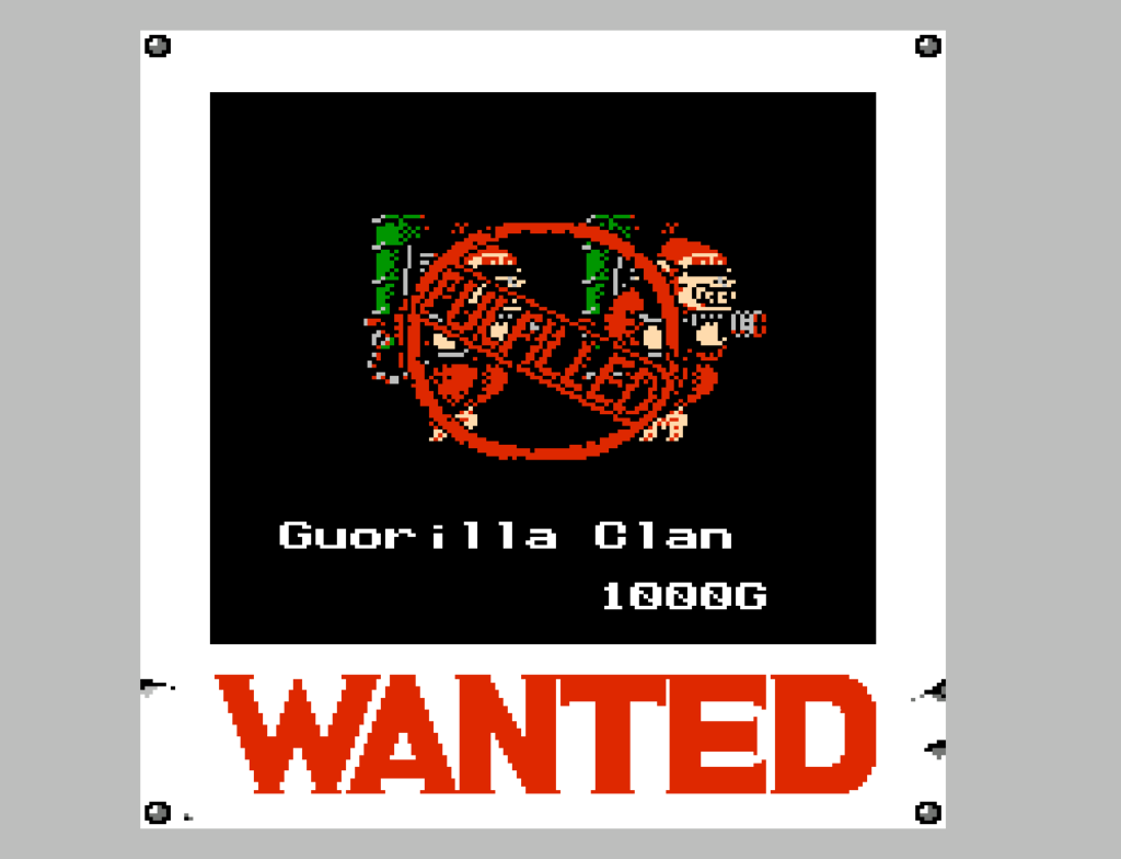 A wanted poster depicting a clan of monkeys with jetpacks on their back.