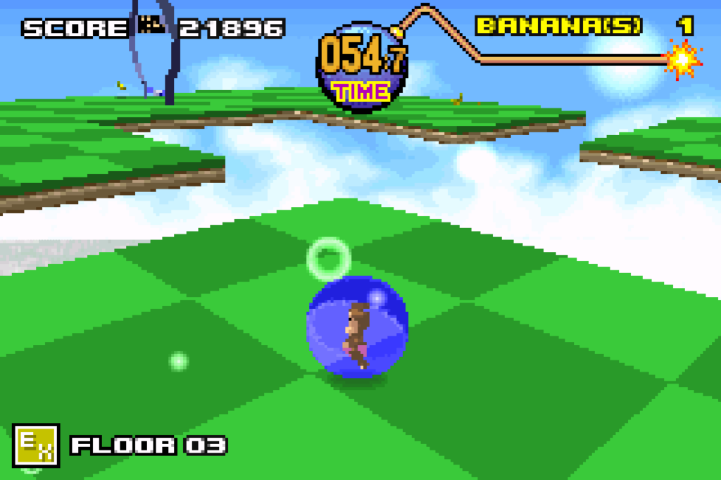 The player navigates a complex stage with tilting platforms.