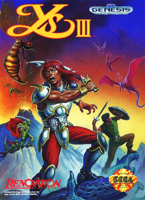 Front cover for Ys III: Wanderers from Ys on the Sega Genesis.