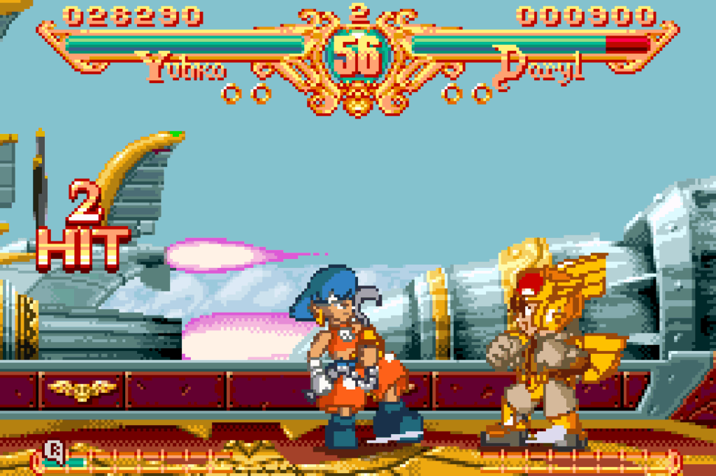 Two characters fight aboard a plane.
