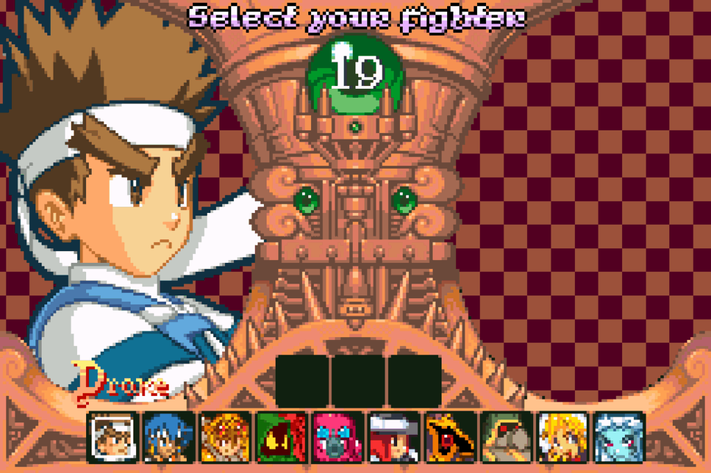 The character select screen in Black Belt Challenge.